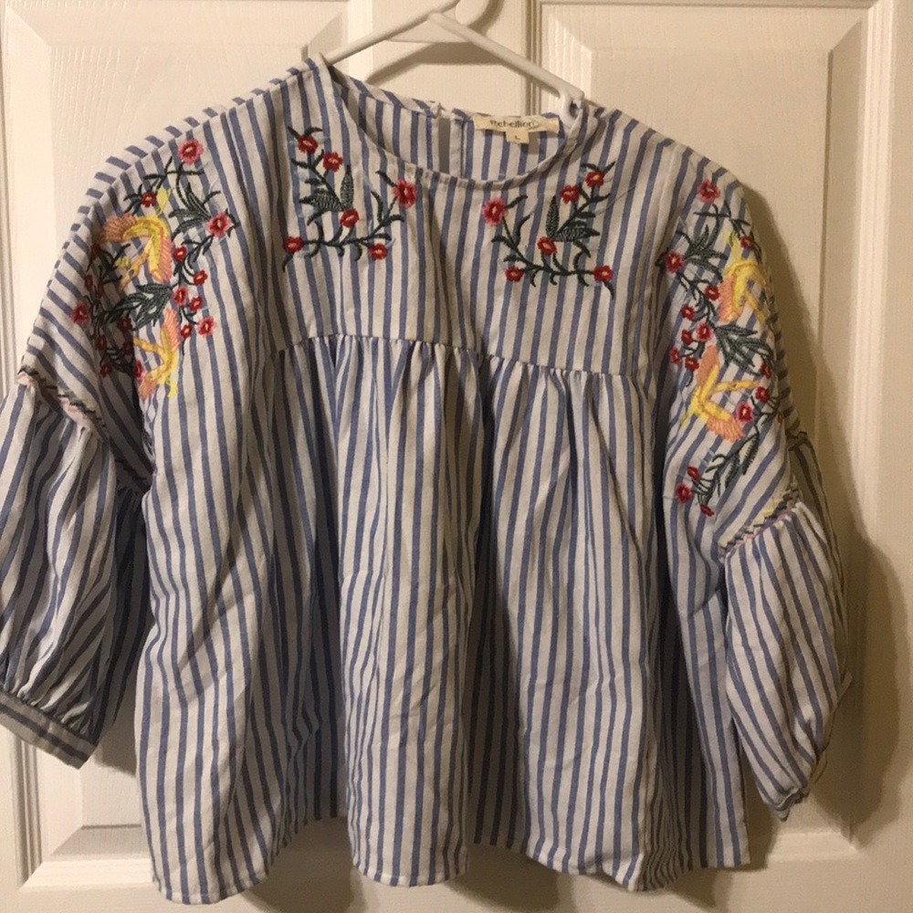 Blue and white blouse